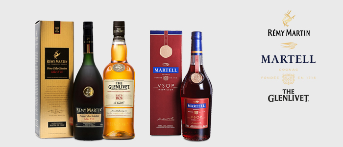 Superalcolici: Remy Martin, Glenlivet, Martell e Chivas