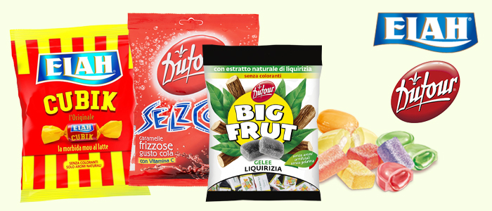 Elah-Dufour: caramelle Big Fruit, Toffé, Cubik e Morabon