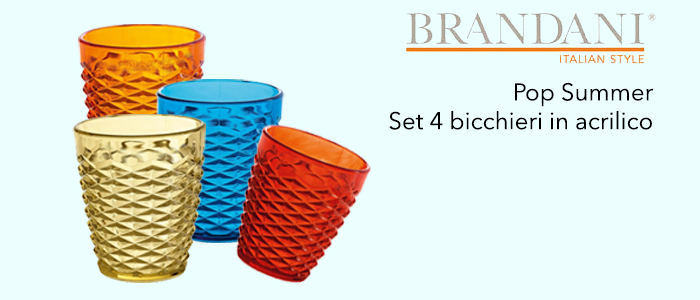 Brandani Pop Summer: Set 4 Bicchieri in Acrilico