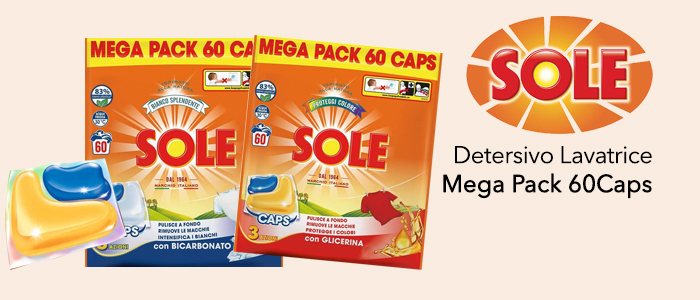 Sole: Detersivo Lavatrice Mega Pack 60 Capsule