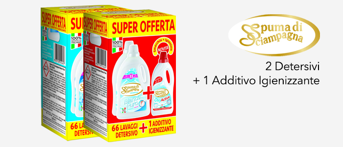 Spuma di Sciampagna: Kit 2 Detersivi Lavatrice + Additivo Igienizzante 1L