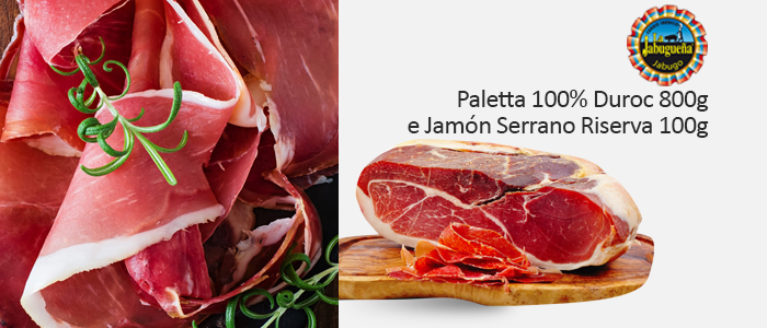 La Jabugueña Paletta 100% Duroc 800g e Jamón Serrano Riserva 100g