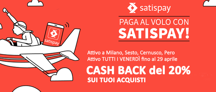 SATISPAY: Cashback 20% sugli acquisti in negozio